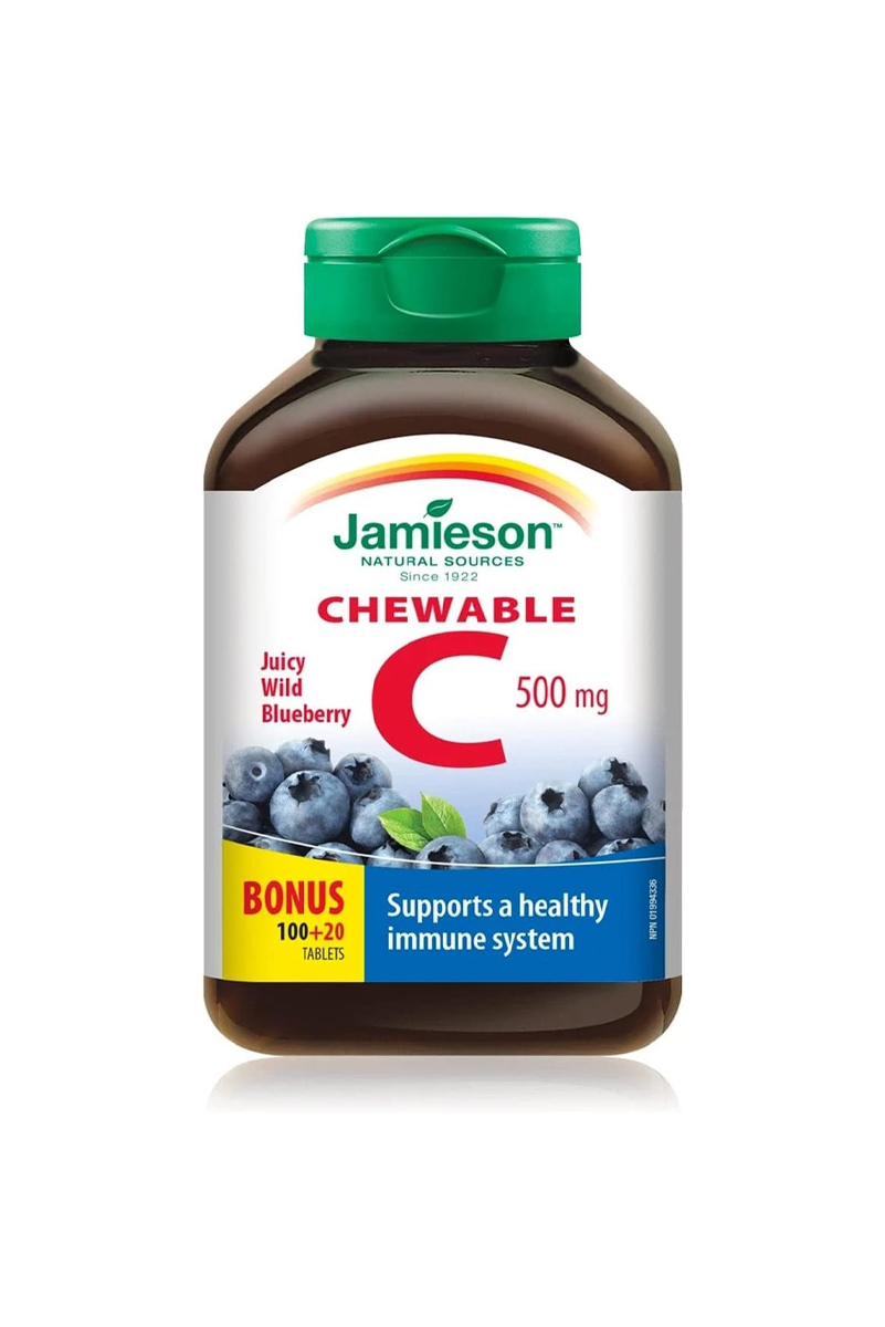 قرص ویتامین C بلوبری وحشی مقدار ۵۰۰ میلی‌گرم Jamieson - بسته 120 عددی