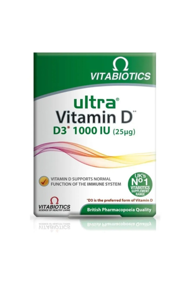 قرص ویتامین D3 مقدار 1000 Iu برند Vitabiotics - بسته 96 عددی