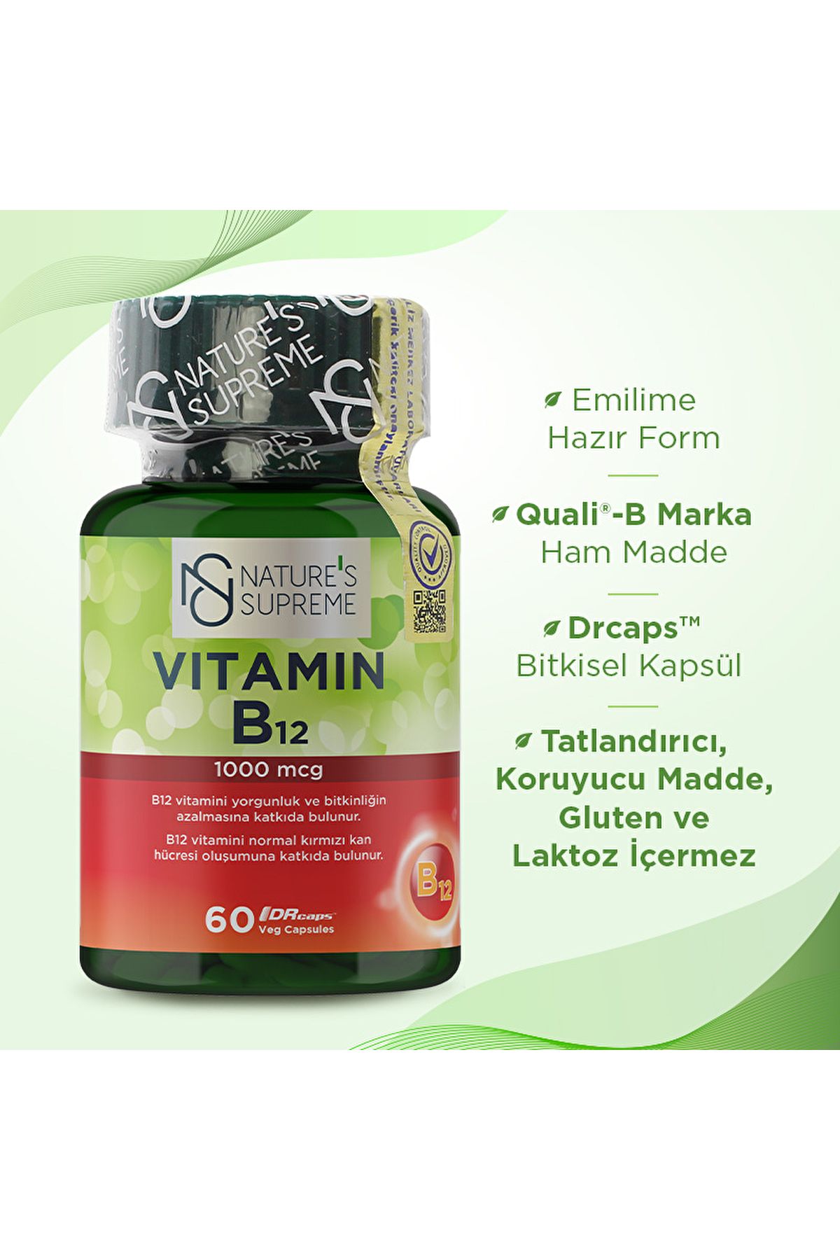 کپسول ویتامین B12 برند Natures Supreme -  بسته ۶۰ عددی