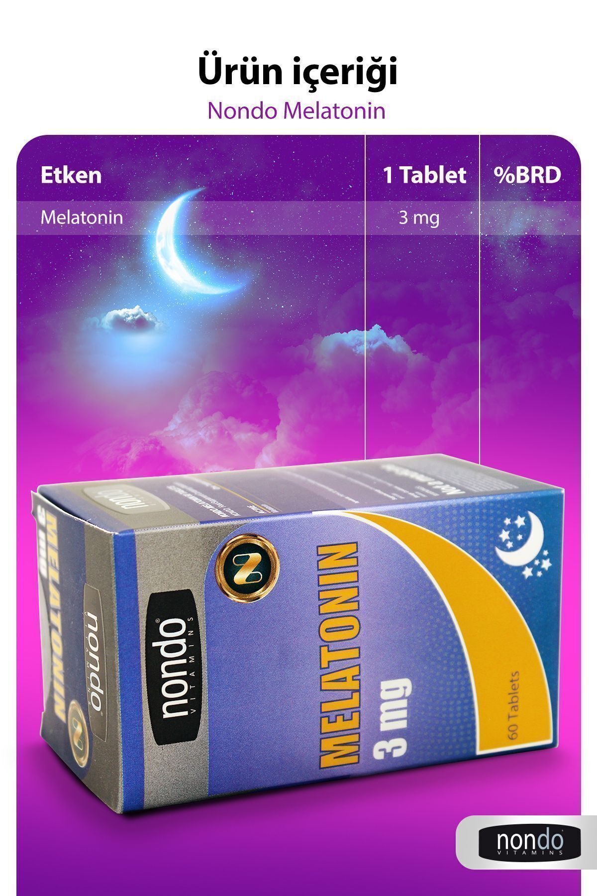 قرص ملاتونین ۳ میلی گرم Nondo - بسته ۶۰ عددی