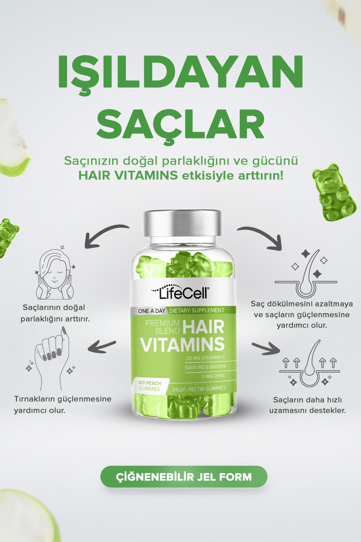 پاستیل تقویت کننده ریشه مو Lifecell -  بسته ۶۰ عددی