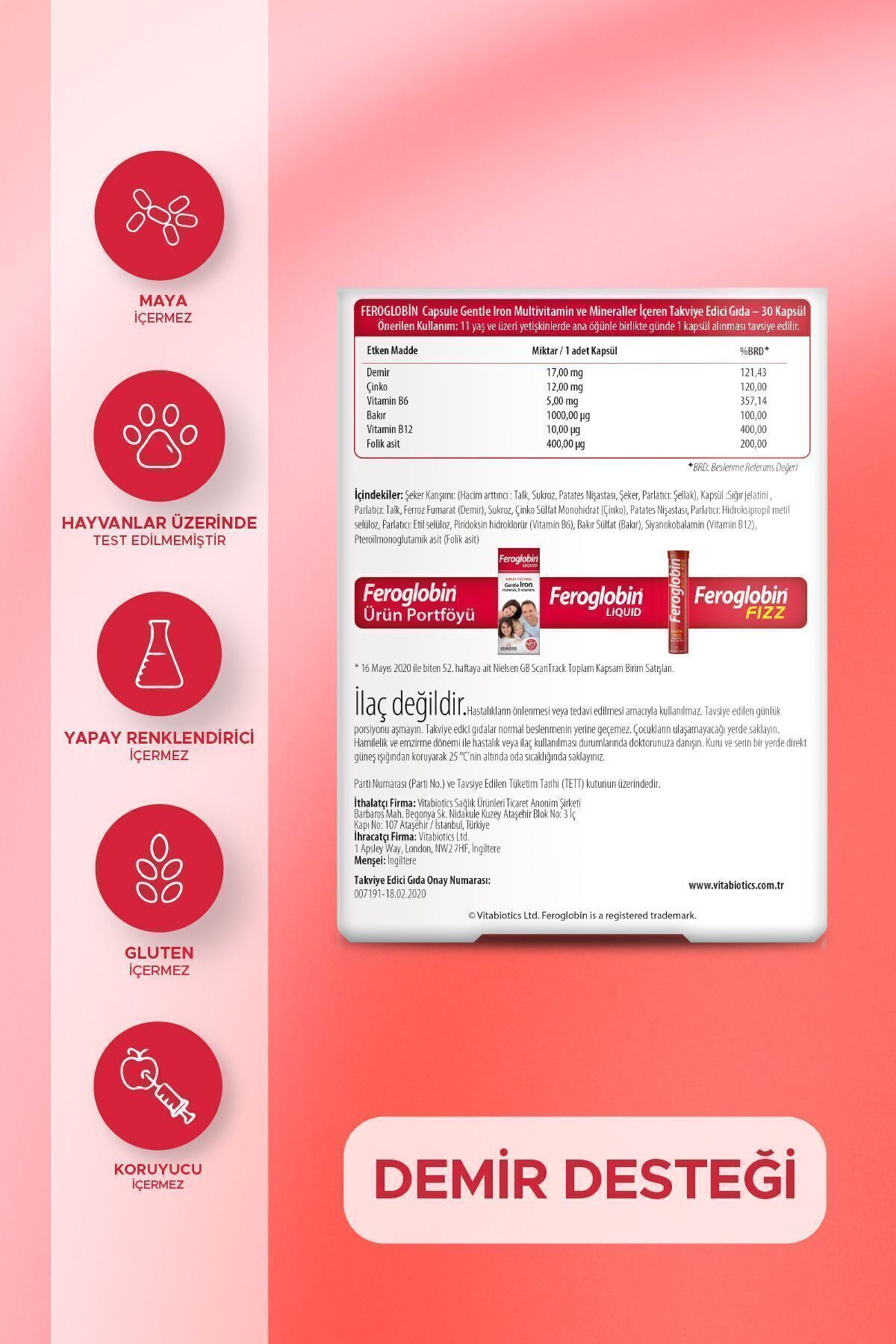کپسول فروگلوبین B12 برند Vitabiotics - بسته 30 عددی