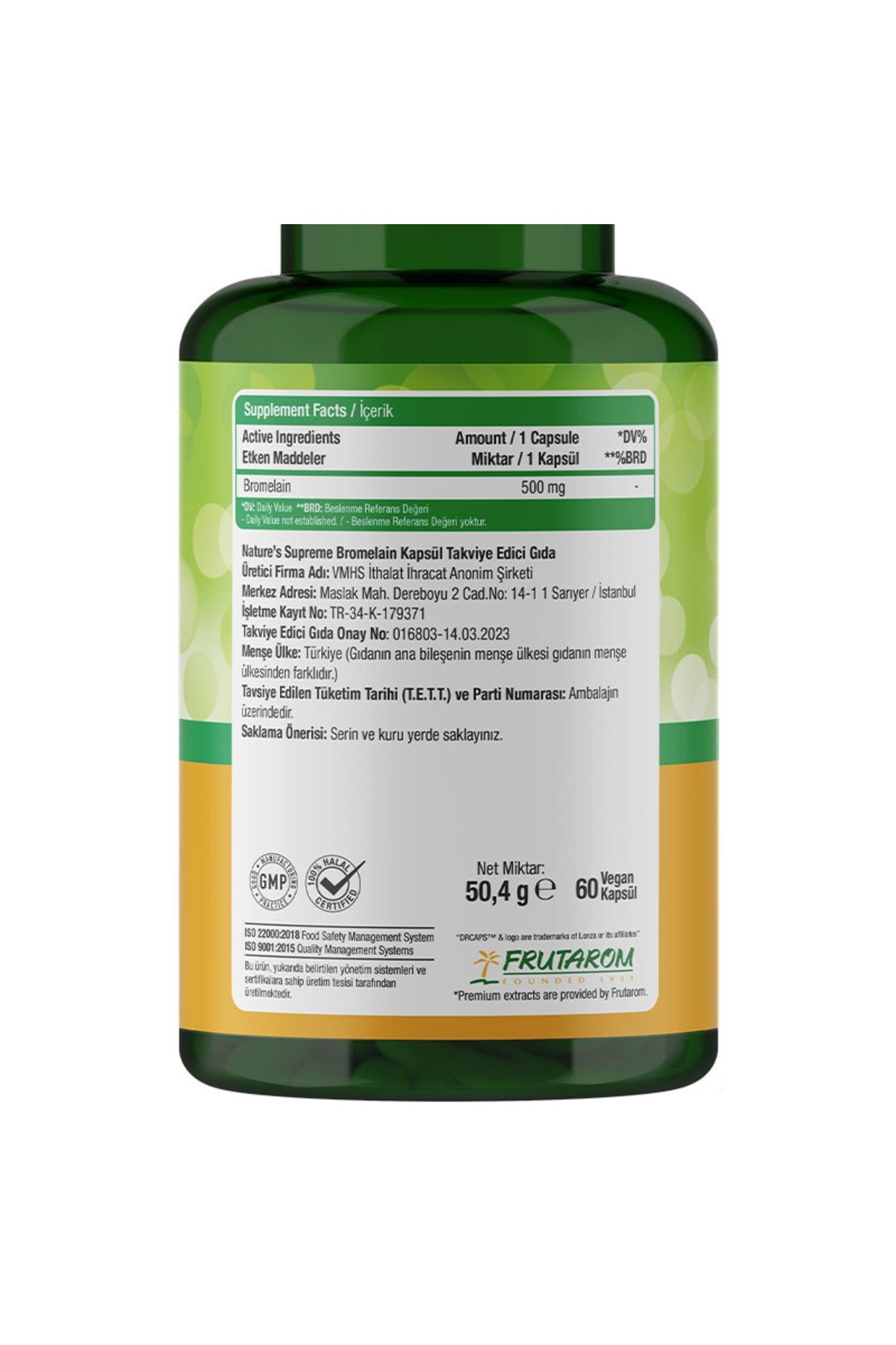 قرص بروملین ۵۰۰ میلی گرم Natures Supreme - بسته ۶۰ عددی