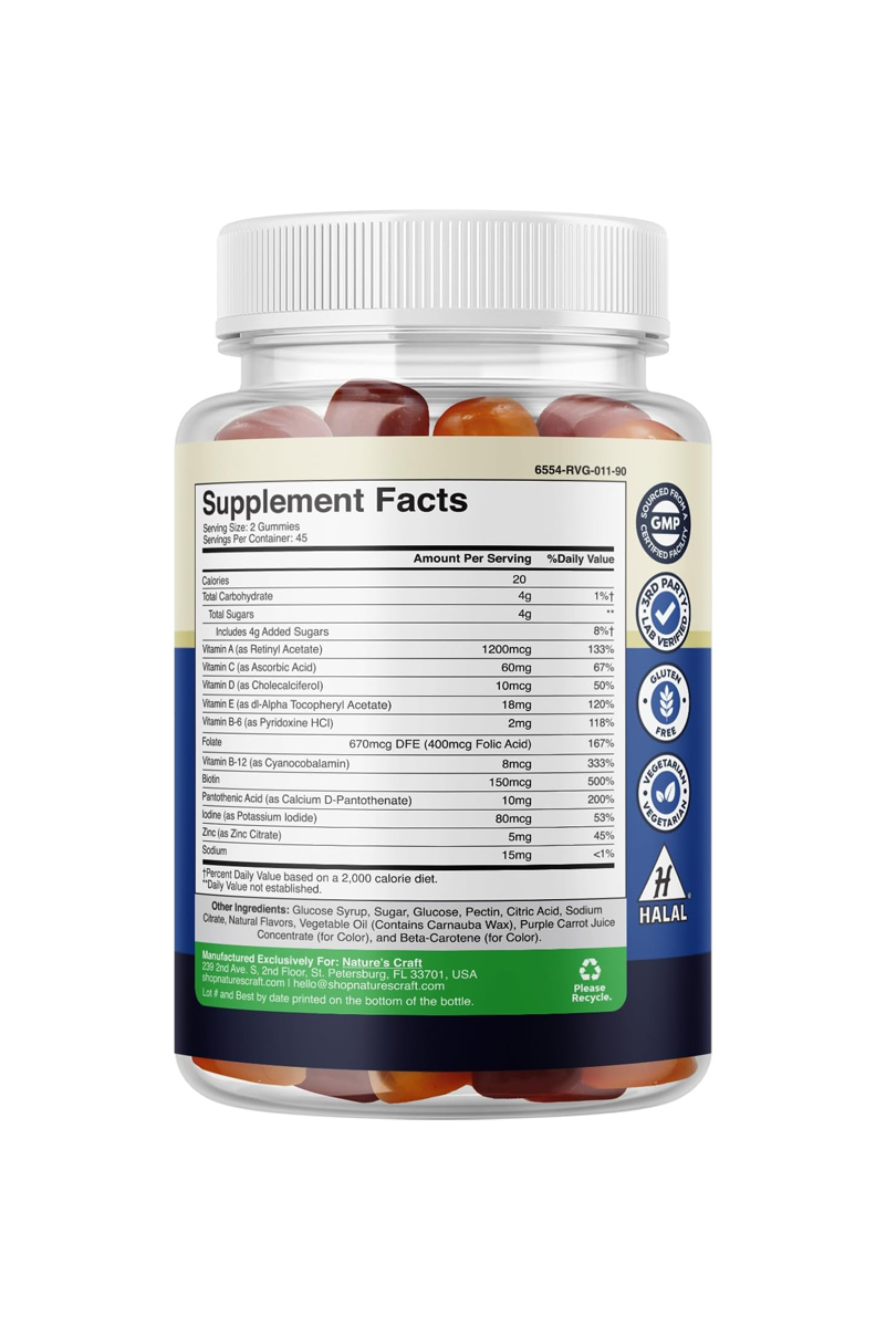 پاستیل مولتی‌ویتامین مردانه Natures Craft - بسته 90 عددی