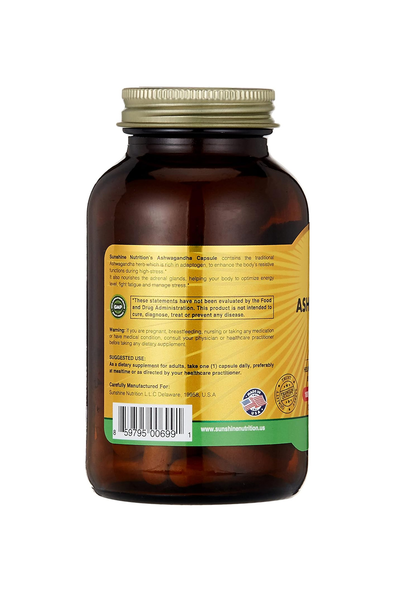 کپسول Ashwagandha برند Sunshine Nutrition - بسته ۱۰۰ عددی