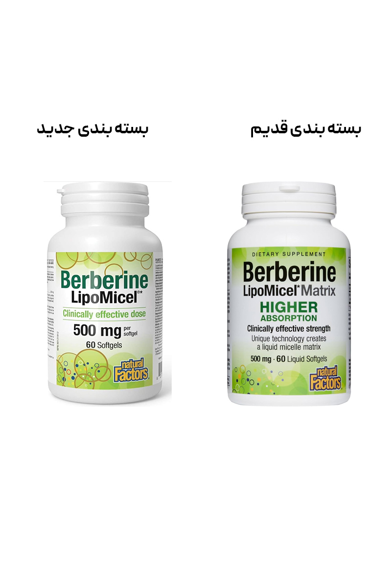 قرص بربرین ۵۰۰ میلی گرم نیچرال فکتور LipoMicel – بسته ۶۰ عددی