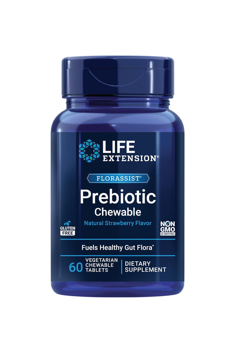 قرص جویدنی پری‌بیوتیک طعم توت‌ فرنگی Life Extension - بسته ۶۰ عددی