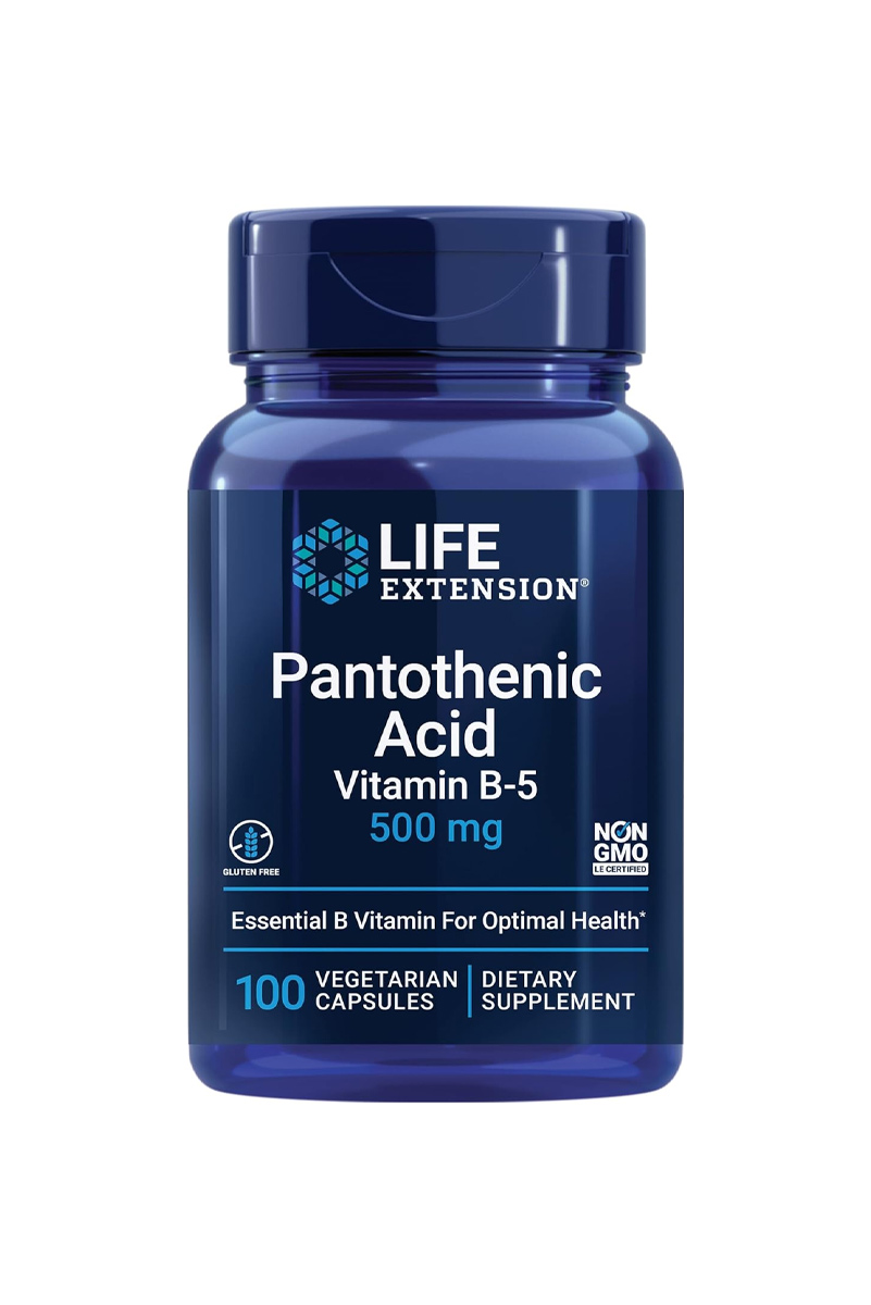 کپسول پانتوتنیک اسید ۵۰۰ میلی‌گرم (ویتامین B5) Life Extension - بسته 100 عددی