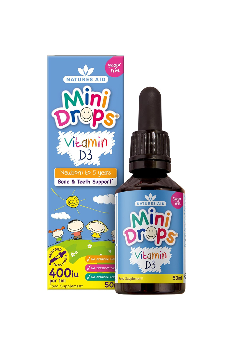 قطره ویتامین D3 کودکان مقدار 400 Iu برند Natures Aid - حجم ۵۰ میلی لیتر