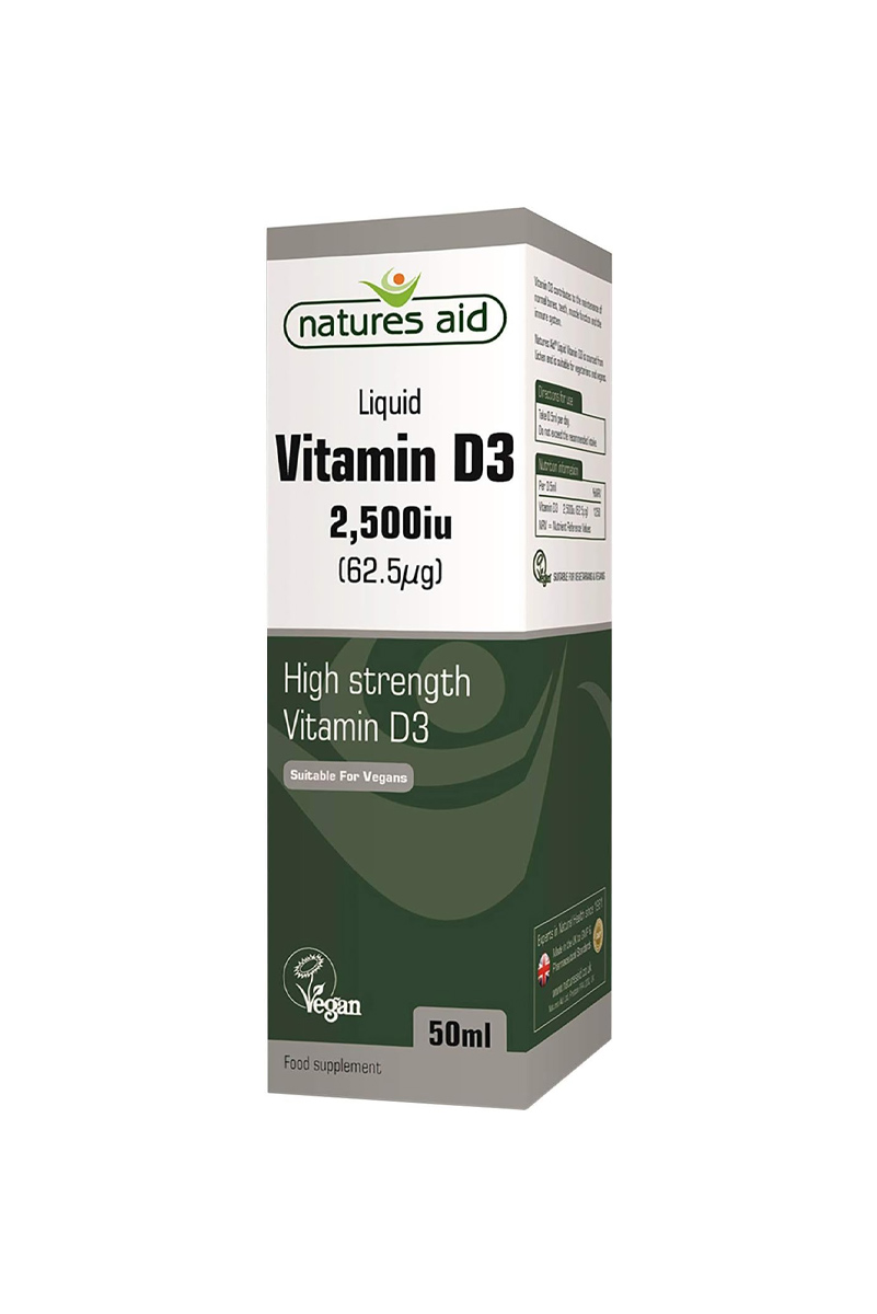 قطره ویتامین D3 مقدار 2500 Iu برند Natures Aid - حجم ۵۰ میلی لیتر