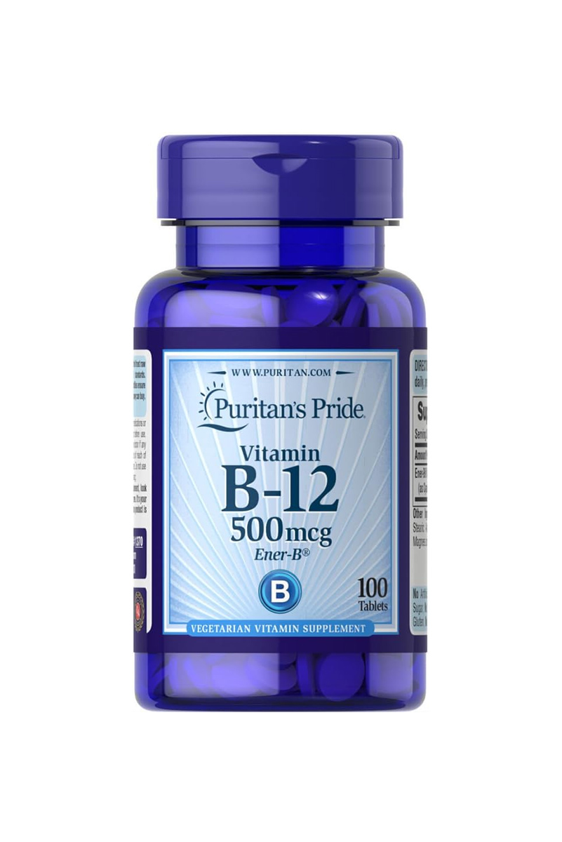 قرص ویتامین B12 مقدار ۵۰۰ میکروگرم Puritan's Pride - بسته 100 عددی