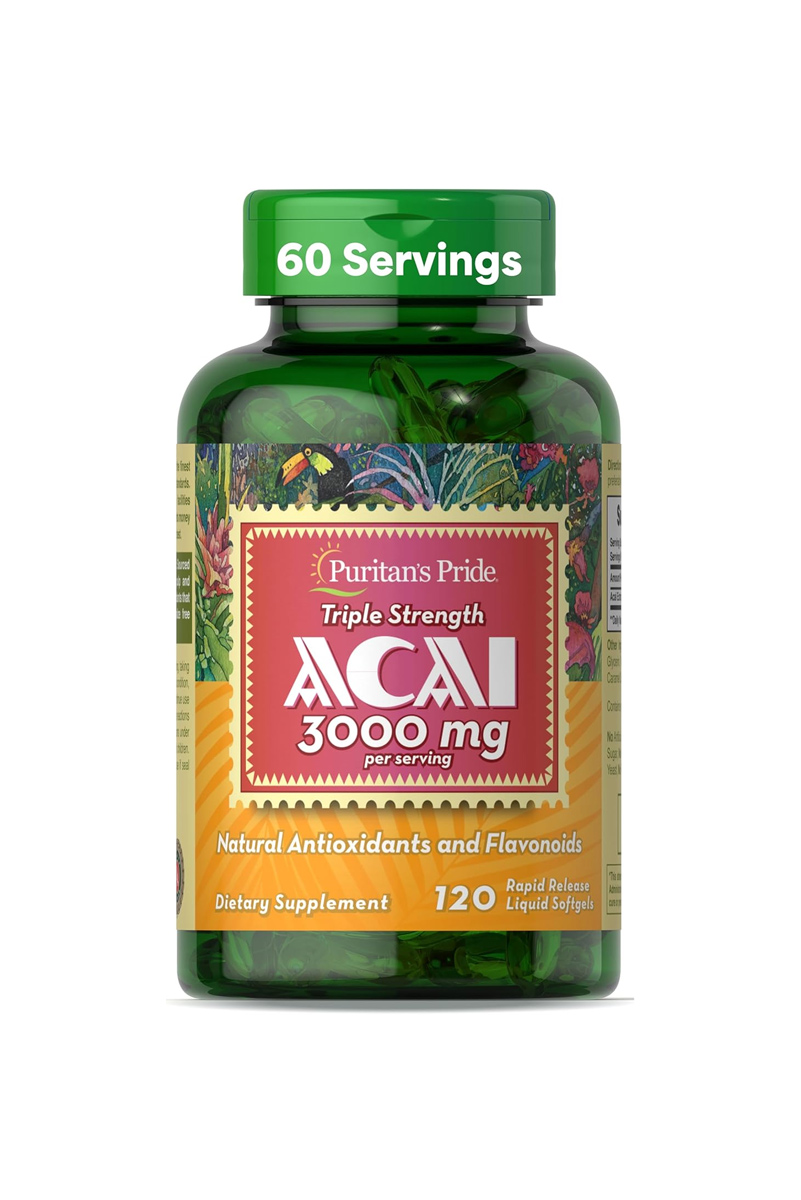 سافت ژل Acai مقدار 3000 میلی‌گرم Puritan's Pride - بسته 120 عددی