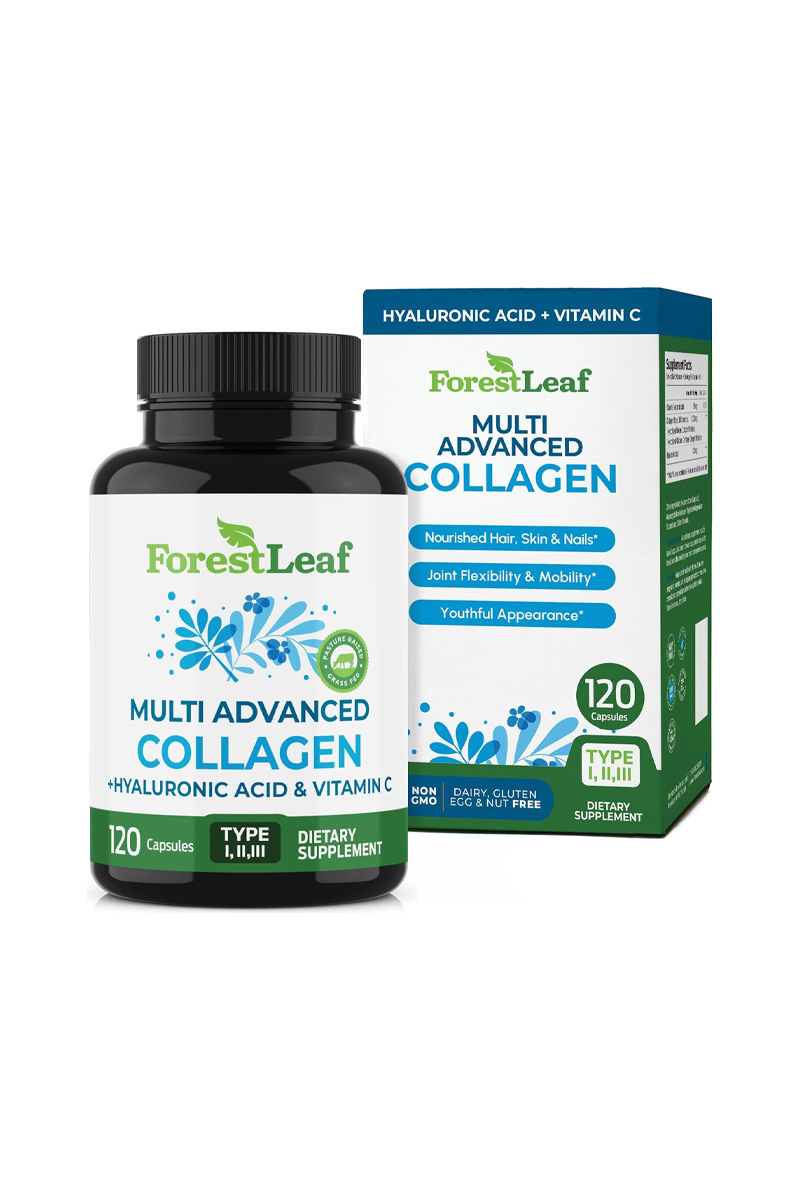کپسول مولتی کلاژن و هیالورونیک اسید و ویتامین C برند ForestLeaf - بسته ۱۲۰ عددی
