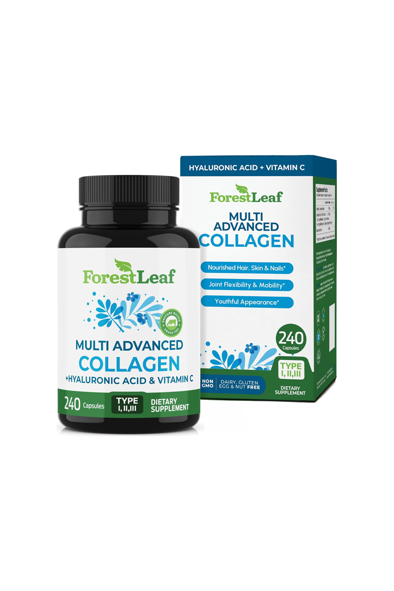 کپسول مولتی کلاژن و هیالورونیک اسید و ویتامین C برند ForestLeaf - بسته 240 عددی