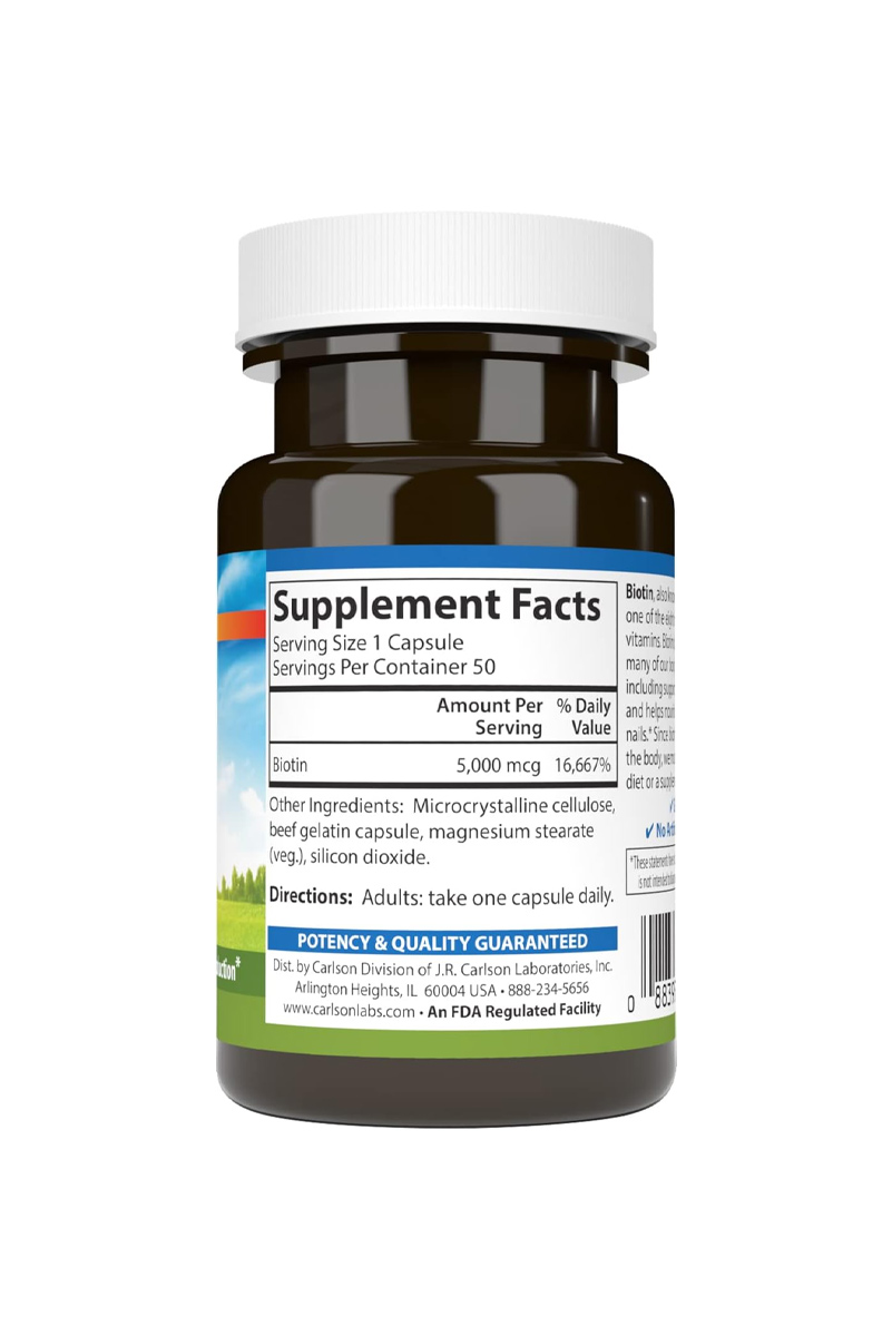 کپسول بیوتین 5000 mcg برند Carlson - بسته ۵0 عددی