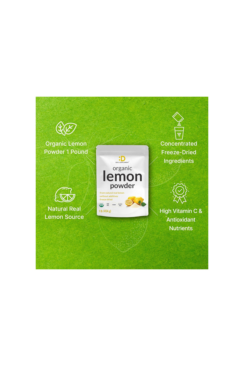 پودر لیمو ارگانیک منبع ویتامین C برند DEAL SUPPLEMENT - حجم ۴۵۴ گرم