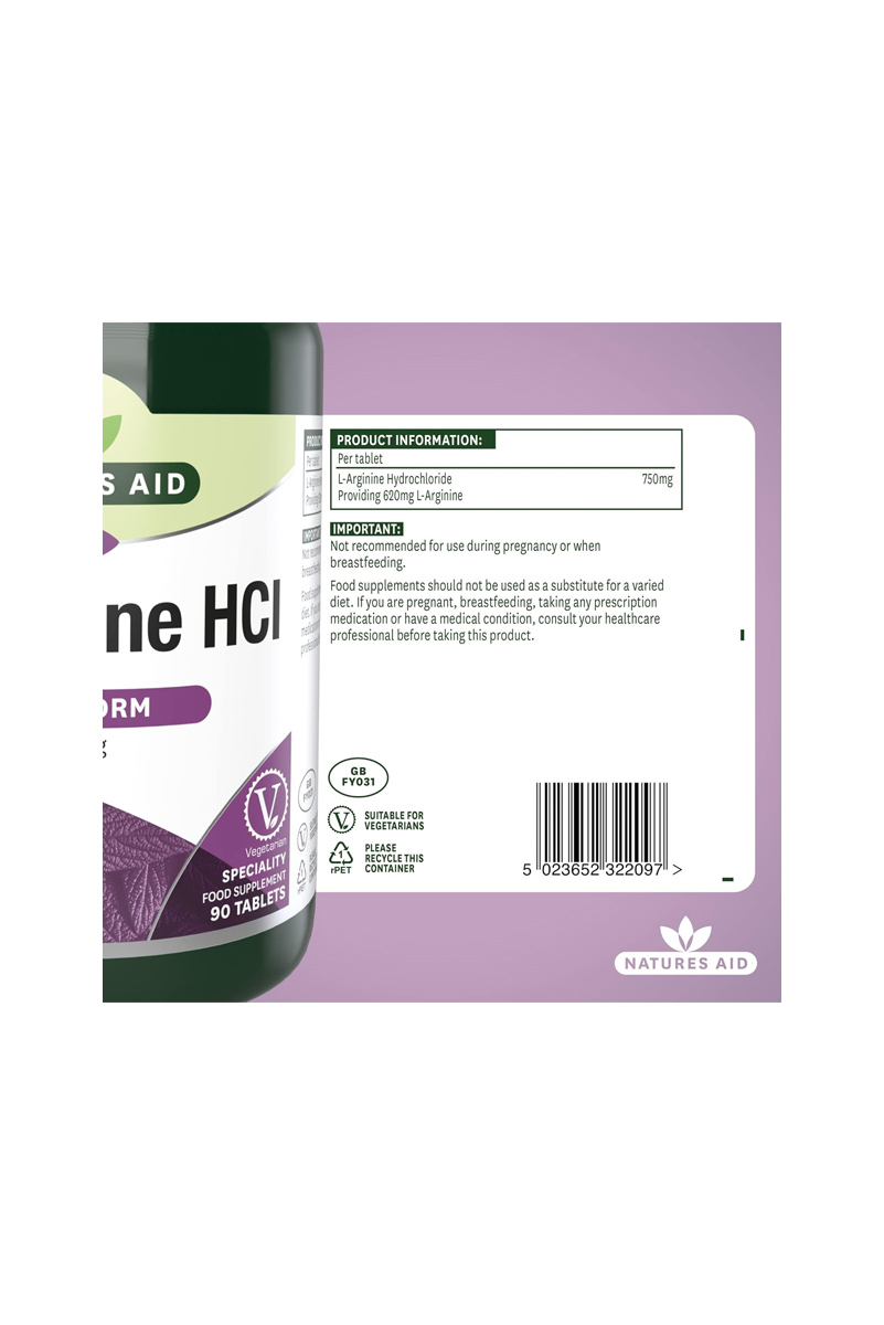 قرص ال-آرژنین HCl برند Natures Aid - بسته 90 عددی