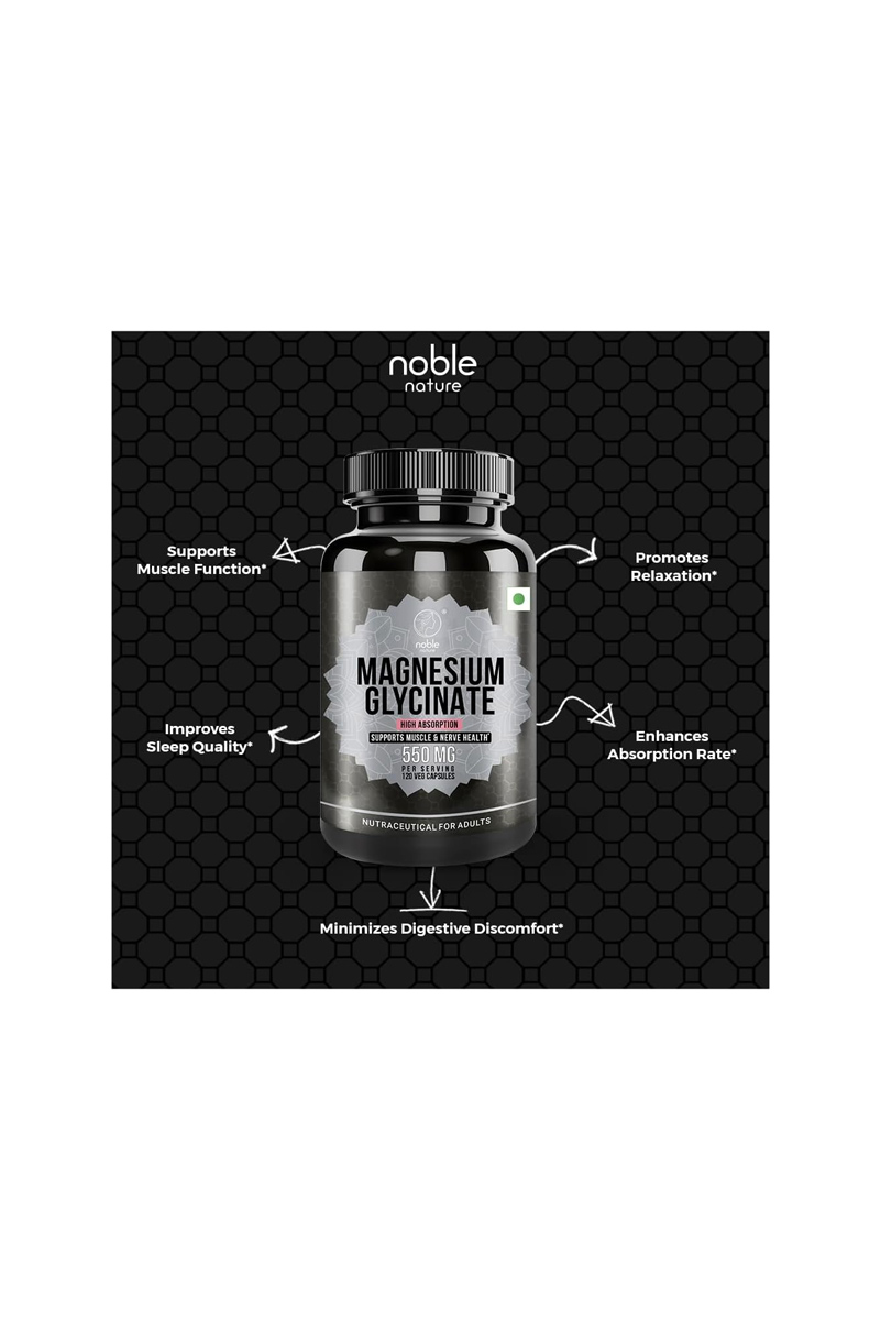 کپسول گیاهی منیزیم گلیسینات با جذب بالا Noble Nature – بسته 120 عددی