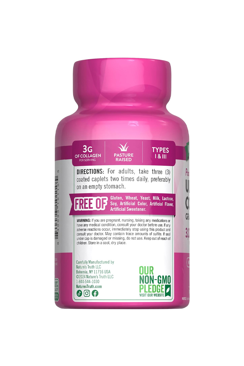 کپسول کلاژن هیدرولیز شده نوع ۱ و ۳ برند Nature's Truth - بسته 9۰ عددی