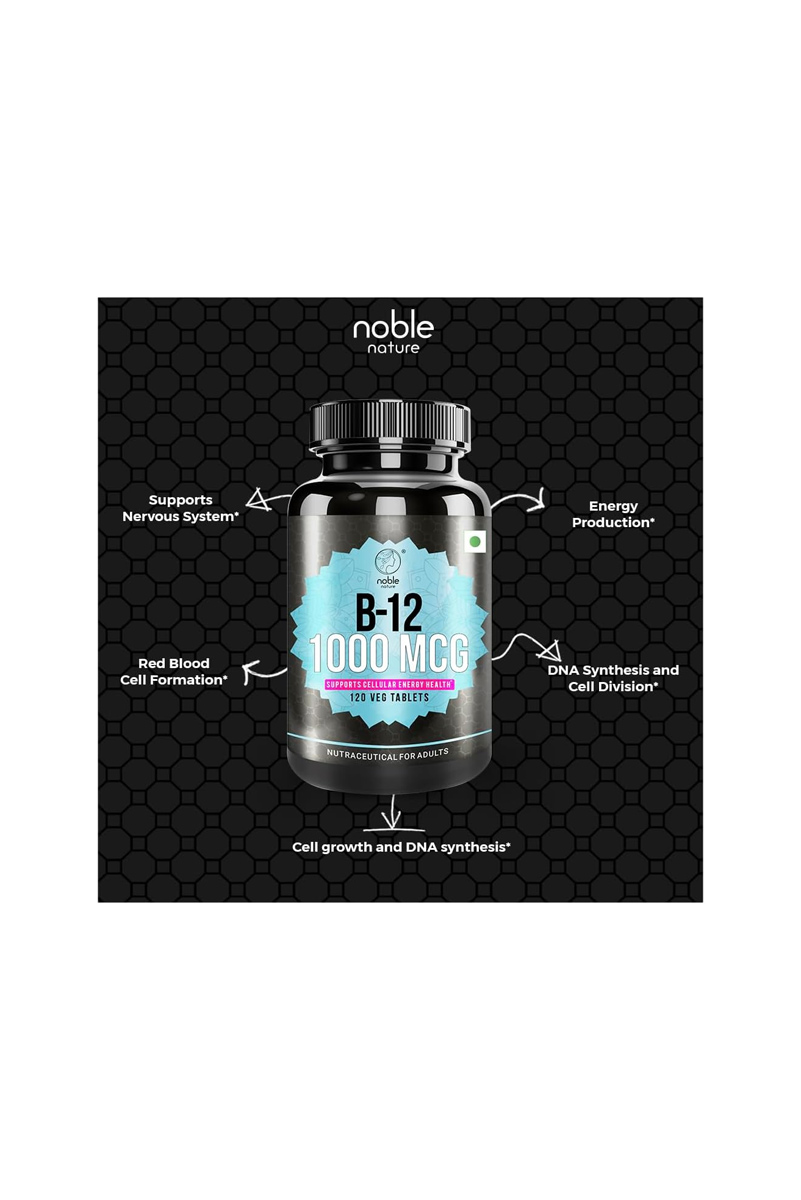 قرص ویتامین B12 برند Noble Nature - بسته ۱۲۰ عددی