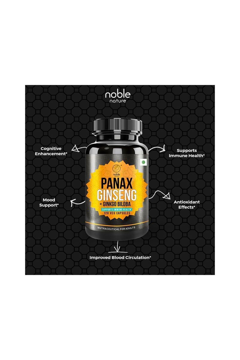 کپسول جینسینگ و جینکو بیلوبا Noble Nature - بسته ۱۲۰ عددی