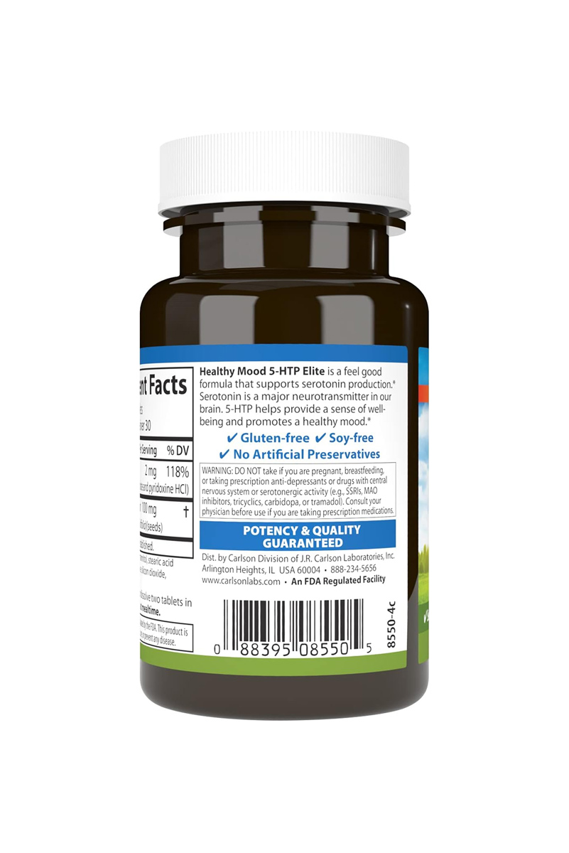 قرص جویدنی بهبود خلق‌ و خو 5-HTP برند Carlson – بسته ۶0 عددی