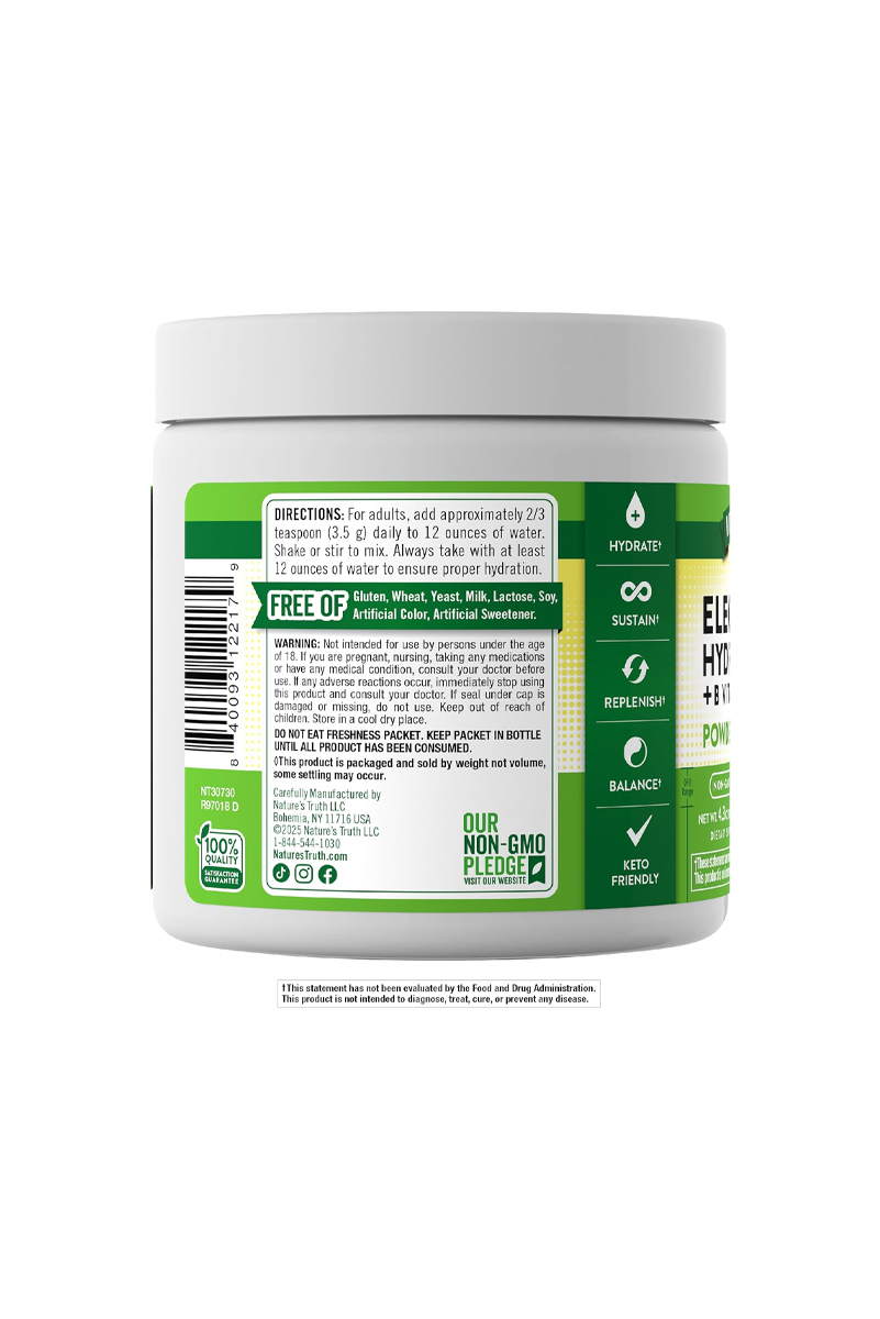 پودر الکترولیت حاوی ویتامین B برند Nature’s Truth – حجم ۱۲۱ گرم