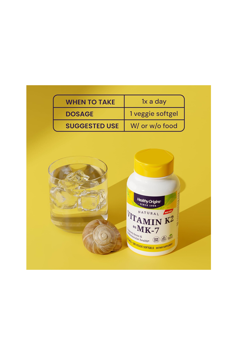کپسول ویتامین K2 برند Healthy Origins - بسته 180 عددی