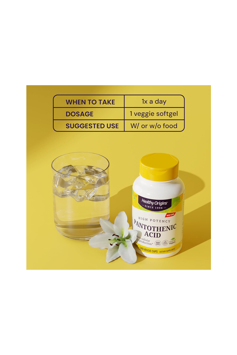 کپسول پانتوتنیک اسید (ویتامین B5) ۵۰۰ میلی‌گرم  Healthy Origins – بسته 240 عددی