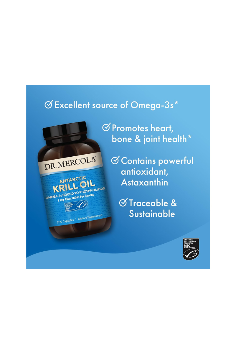 کپسول روغن کریل حاوی امگا۳ Dr. Mercola - بسته ۱۸۰ عددی
