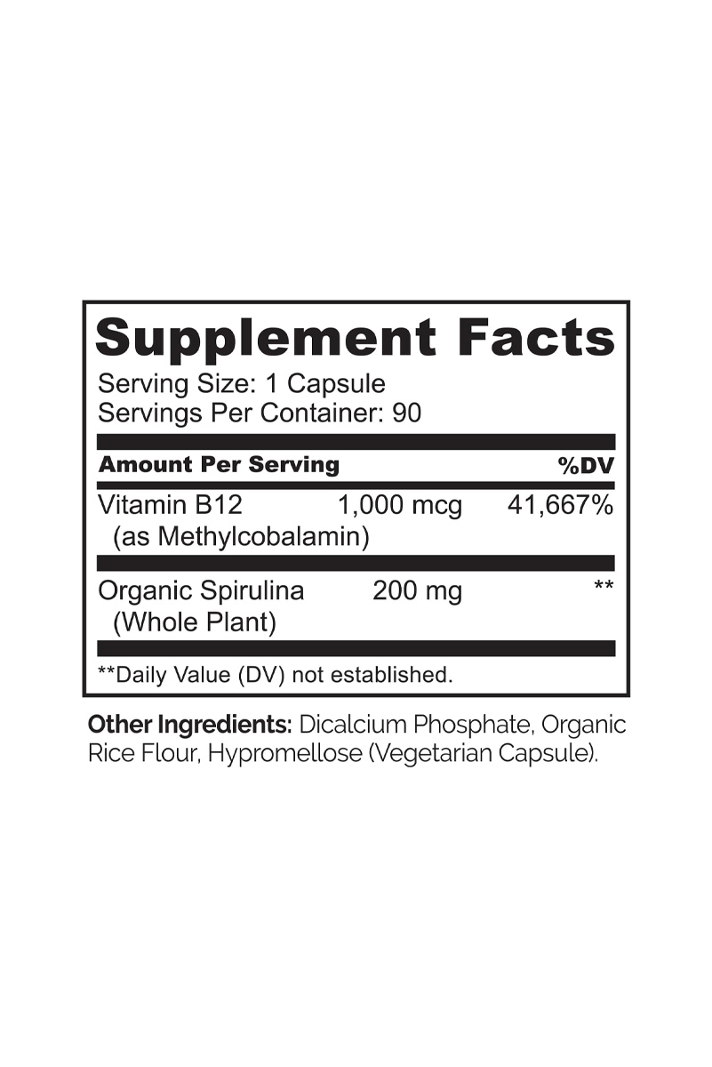 کپسول گیاهی ویتامین B12 برند NATURELO - بسته 90 عددی
