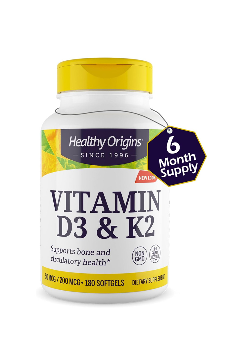 سافت ژل ویتامین D3 و K2 برند Healthy Origins - بسته 180 عددی