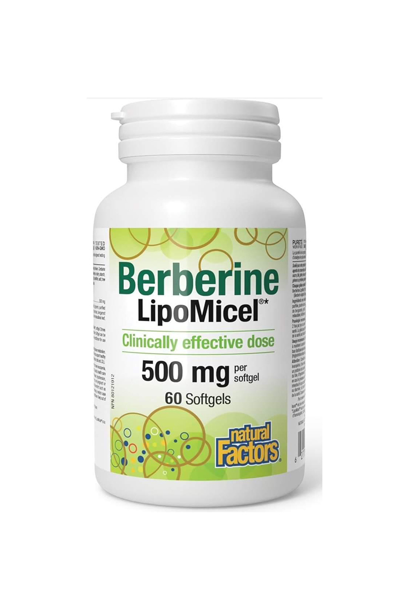 قرص بربرین ۵۰۰ میلی گرم نیچرال فکتور LipoMicel - بسته ۶۰ عددی