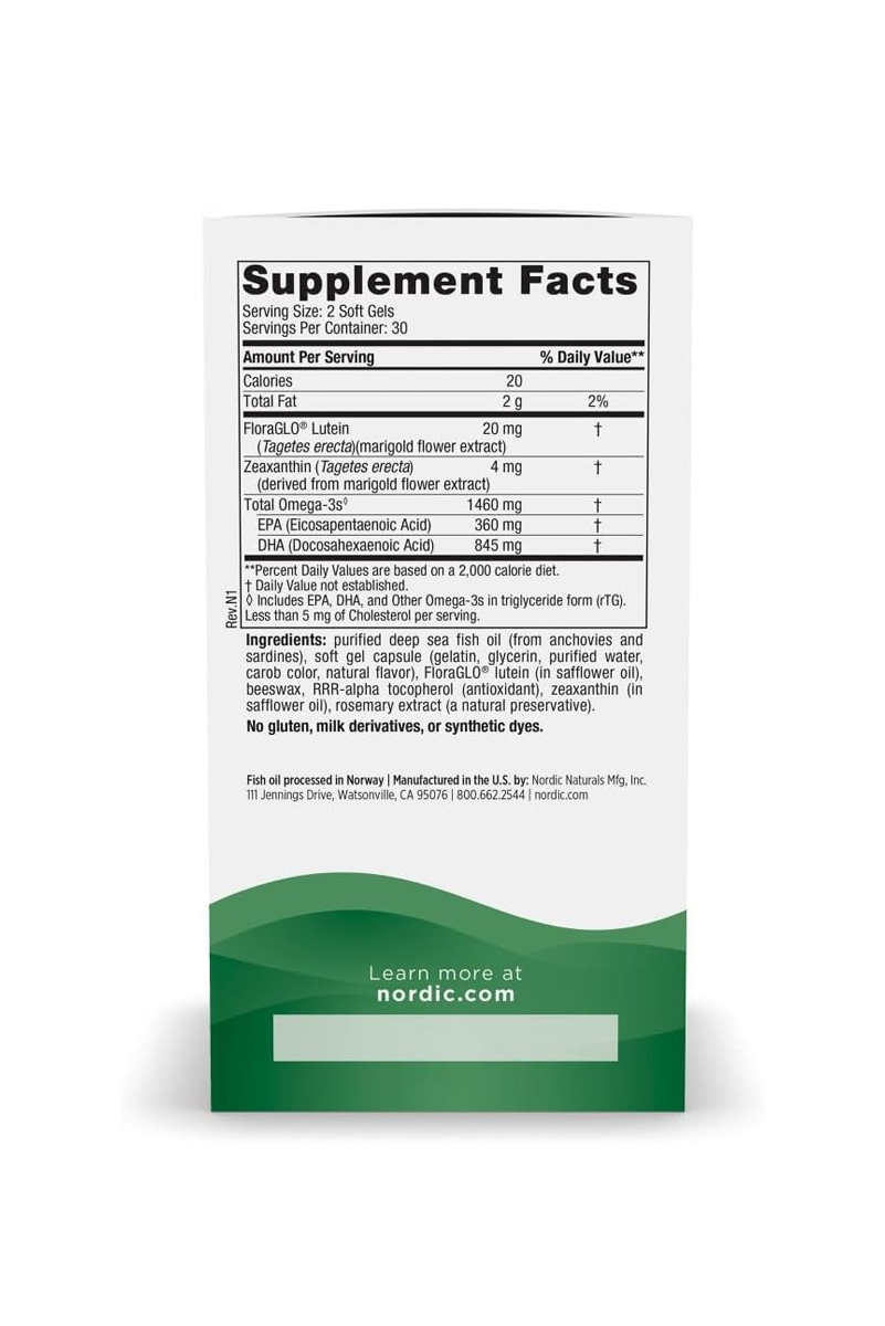 سافت ژل Omega Vision برای حمایت از چشم Nordic Naturals - بسته ۶۰ عددی