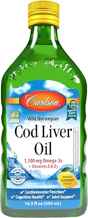 روغن کبد ماهی نروژی حاوی امگا۳ ، A و D3 برند Carlson - حجم 500 میلی لیتر